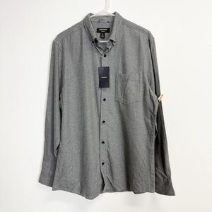 Nordstrom Shirt Mens Medium Gray Button Up Trim Fit Long Sleeve Pocket Cotton